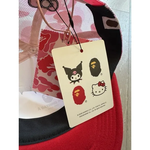 A BATHING APE Sanrio Hello Kitty ABC CAMO MESH CAP HAT Pink ONE SIZE ❤️✅ IN HAND - Picture 11 of 12